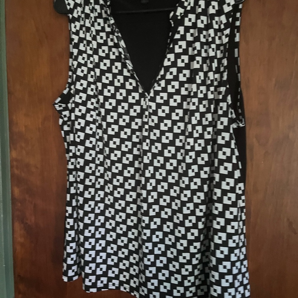 Worthington Black and White Checkered Blouse